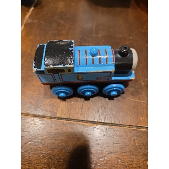 Learning Curve Other - Thomas the Train Wooden Railway Tank Engine Friends 2003 Blue #1